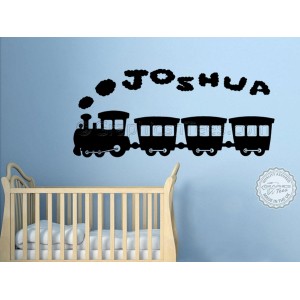 Personalised Nursery Bedroom Playroom Wall Sticker with Train 