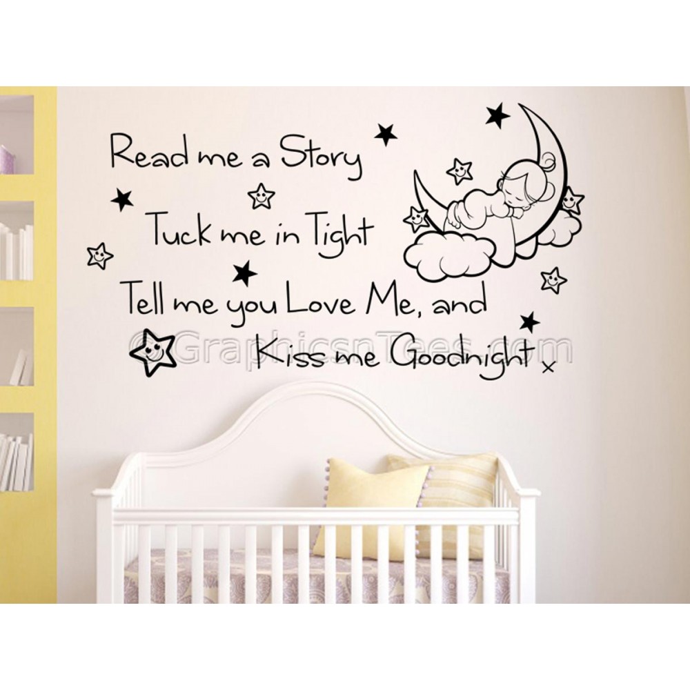 WINNIE the POOH Wall Stickers Night Sleep Tight Quote Art Decal Nursery