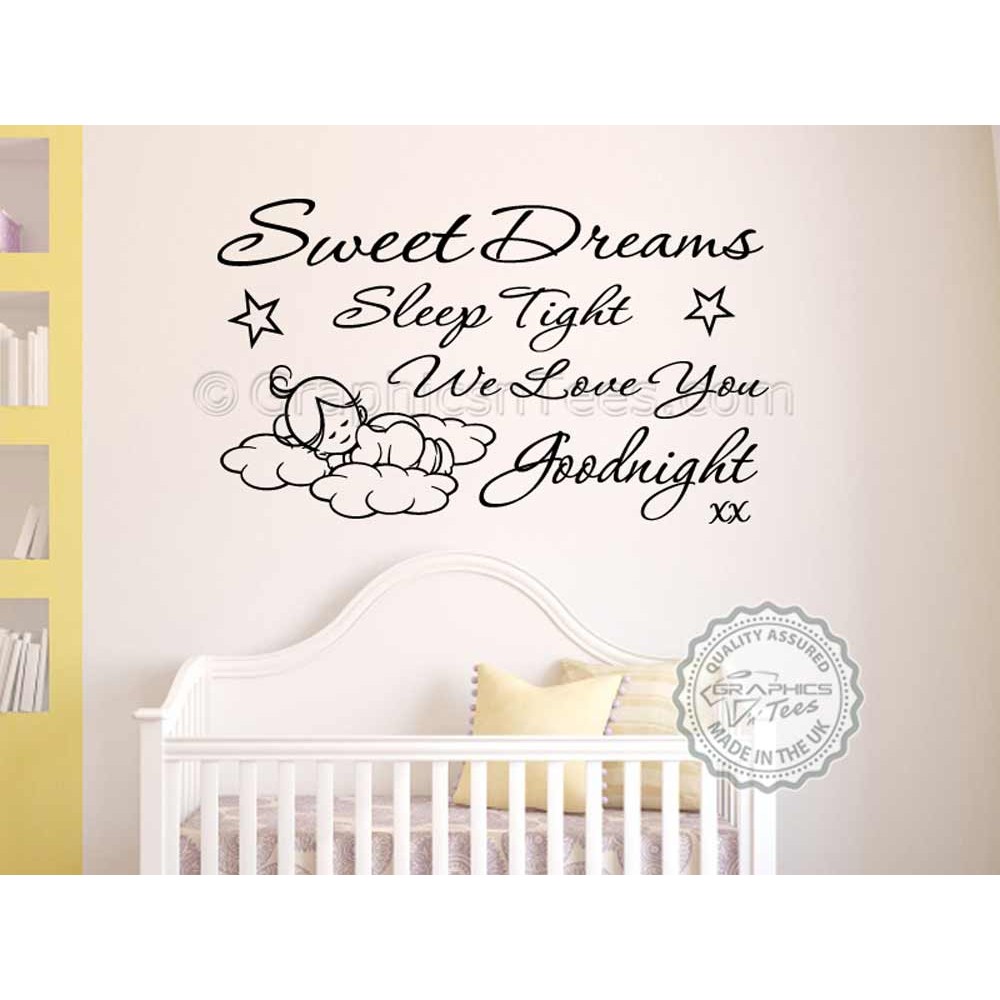 Sweet Dreams Sleep Tight Wall Art Sticker, Baby Boy Girl Bedroom