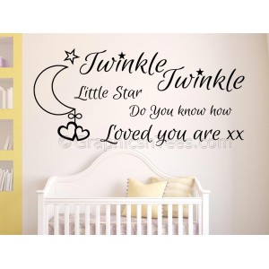 Twinkle Twinkle Little Star Do You Know How Loved You Are, Baby Boy Girls Nursery Bedroom Wall Sticker Quote