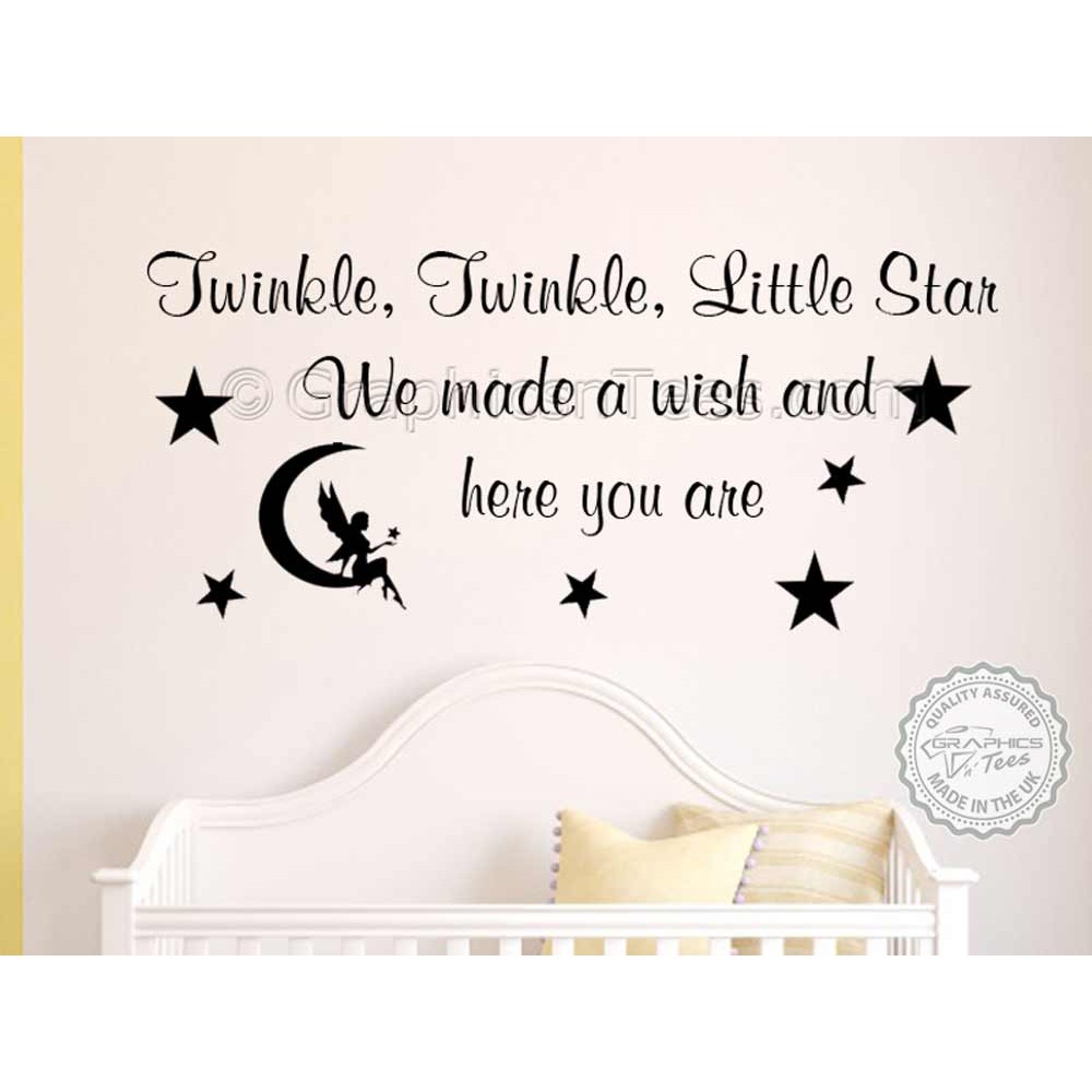 Twinkle Twinkle Little Star Baby Wall Sticker Quote Nursery kid/'s Bedroom Decal