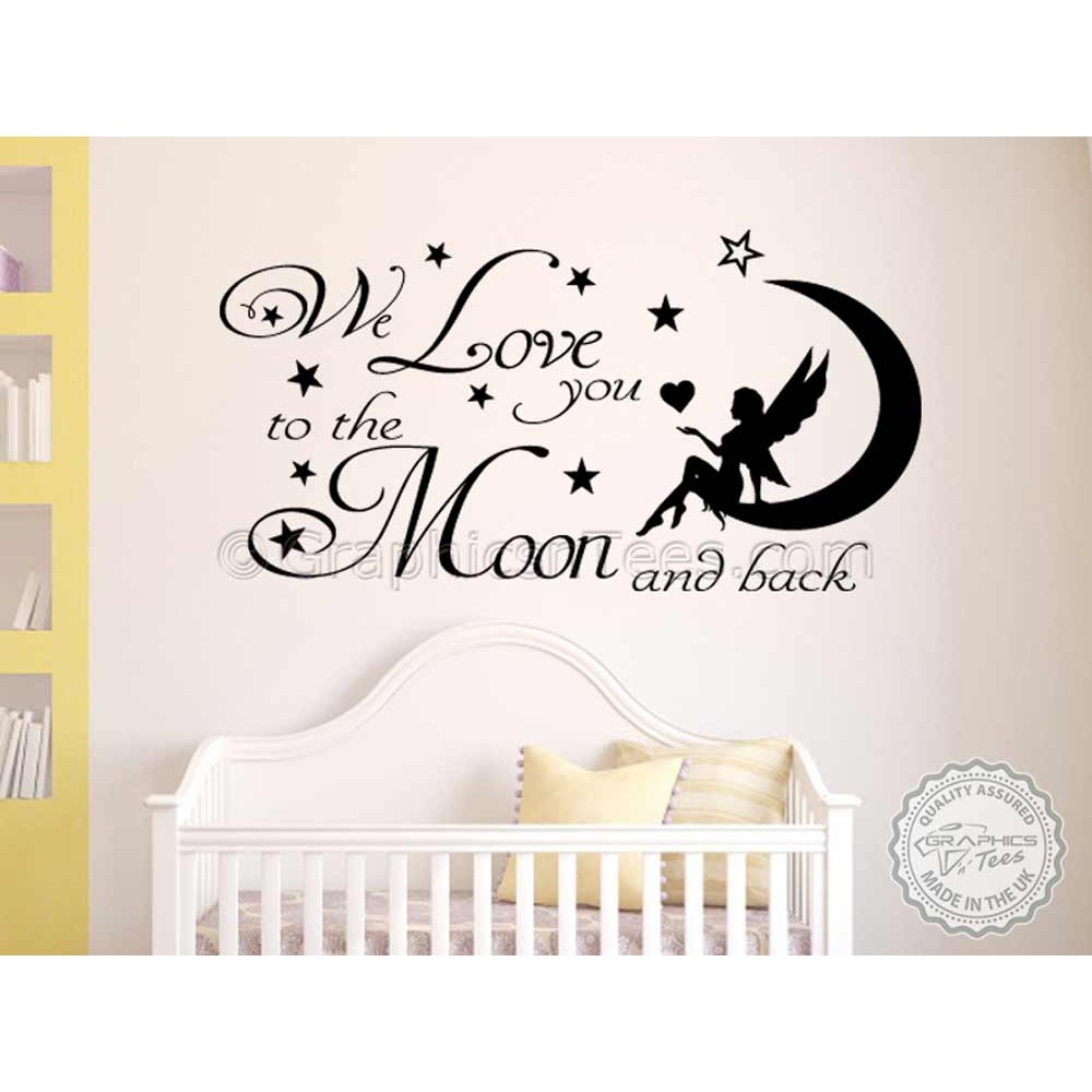 Wall Quote Vinyl Decal Stickers Kids Nursery Art Decor~ I LOVE YOU TO THE MOON