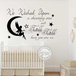Twinkle Twinkle Nursery Wall Sticker Baby Boy Girl Bedroom Wall We Wished Upon A Shooting Star Quote Decor Decal