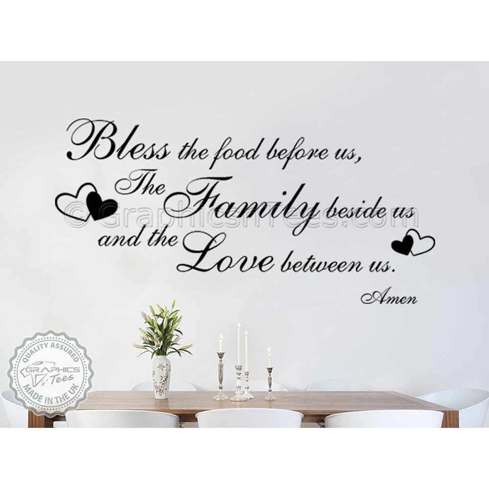 Bless The Food Family Love Amen Wall Sticker Kitchen Inspired Quote Vinyl Decor 