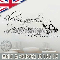 Bless The Food Before Us Kitchen Wall Stickers Inspirational Family Wall Dining Room Quote Decor Decals