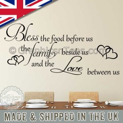 Inspirational Family Wall Stickers Bless The Food Before Us  Kitchen Dining Room Quote Home Vinyl Mural Decals
