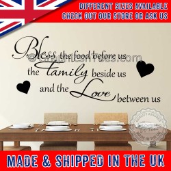 Bless The Food Before Us Family Wall Stickers Kitchen Dining Room Quote Home Vinyl Mural Decals