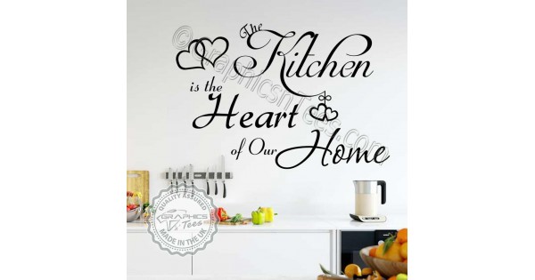 The Kitchen is the Heart of our Home Family Wall Sticker Quote with ...