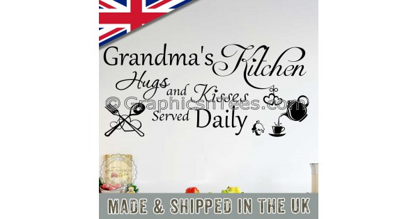 Grandma S Kitchen Wall Sticker Hugs Kisses Wall Quote Decor Decal