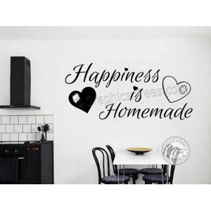 Happiness is Homemade, Kitchen Dining Room  Home Family Wall Sticker Quote 