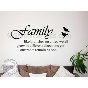 Family Like Branches on a Tree, Kitchen Dining Room Wall Art Mural Sticker Decals Quote