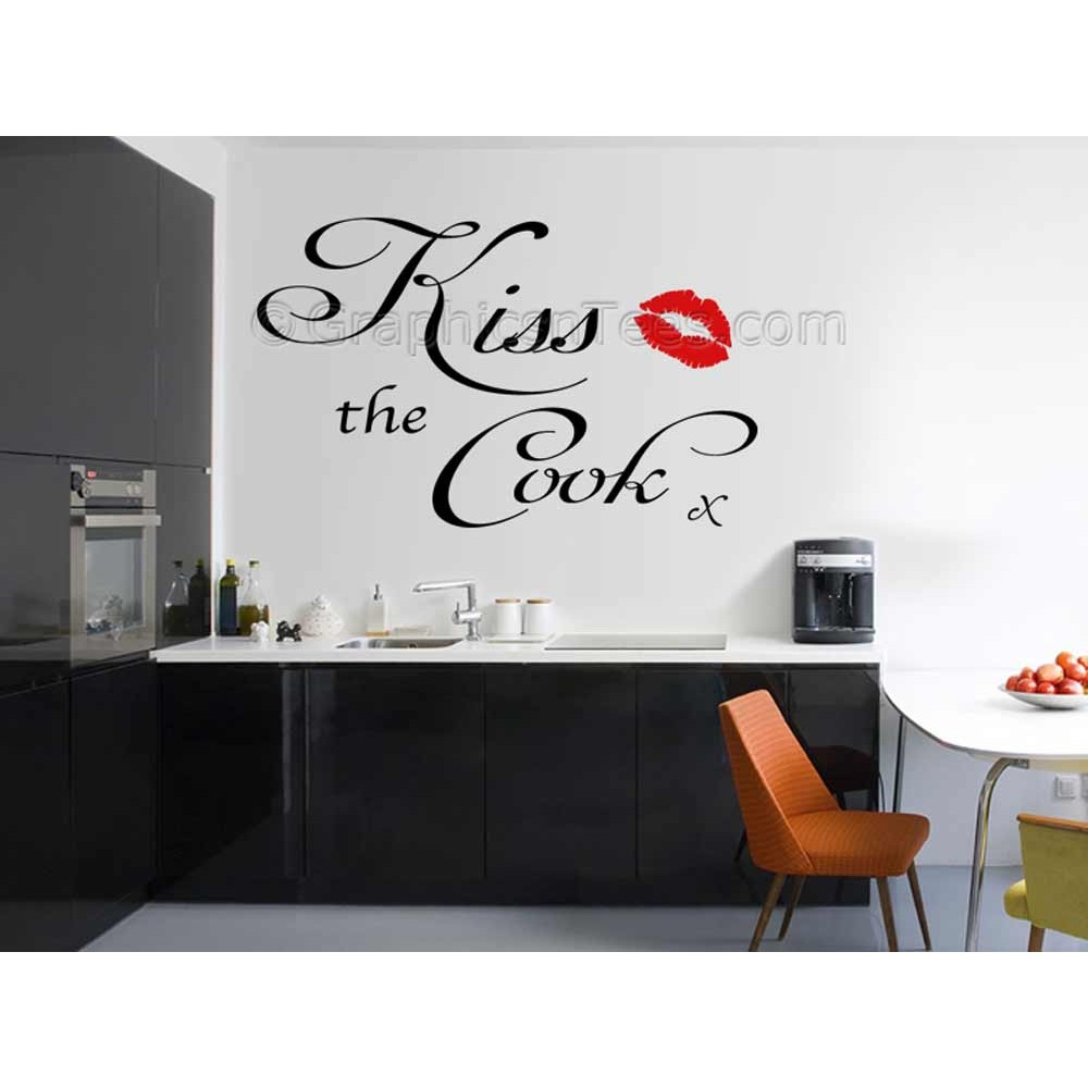 Kitchen Wall Sticker E Kiss The Cook With Red Lips - Kitchen Wall Art Stickers Australia