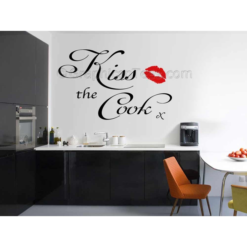 Wall Decals Stickers With Kiss Lips Kitchen Wall Sticker Quote Kiss The Cook Home