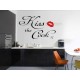 Kitchen Wall Sticker Quote, Kiss The Cook with Red Kiss Lips