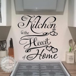 The Kitchen is the Heart of our Home Family Wall Stickers Quote with Hearts - 09