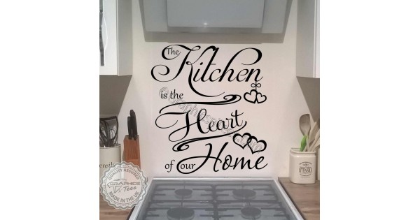 The Kitchen is the Heart of our Home Family Wall Stickers Quote with ...