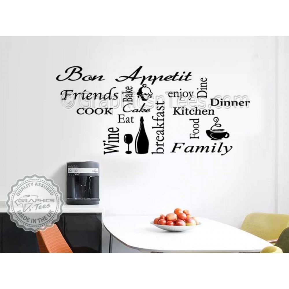 Texte de cuisine "bon appétit" montage-autocollant mural vinyle art-Cite-HOME DECO