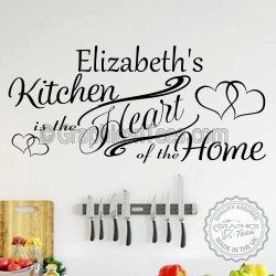 Personalised Kitchen Is The Heart Of The Home Wall Stickers Decor Decals Personalised with Name