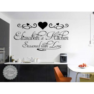 Personalised Kitchen Wall Quote, Seasoned With Love, Family Wall Sticker