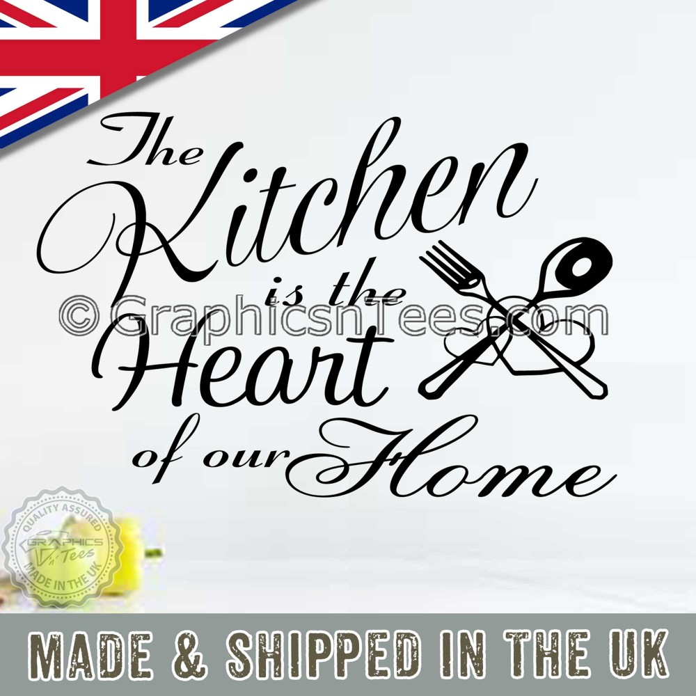 Kitchen wall sticker heart of the home vinyl art decal family quote w162