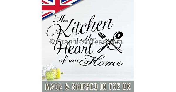 Kitchen Is The Heart Of Our Home Family Wall Art Sticker Quote Vinyl ...