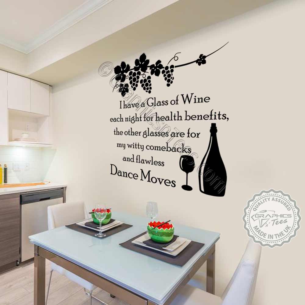Funny Kitchen Dining Room Wall Sticker I Drink Wine Quote ...