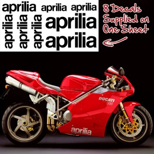 Ducati Aprilia Decals, Full Sheet Of 8 Sticker Graphics