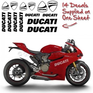 Ducati Decals, Full Sheet Of 14 Sticker Graphics