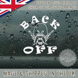 Back Off Funny Car Body Bumper Window Caravan Motorhome Sticker Vinyl Graphic Decals - 16 Colours Choices