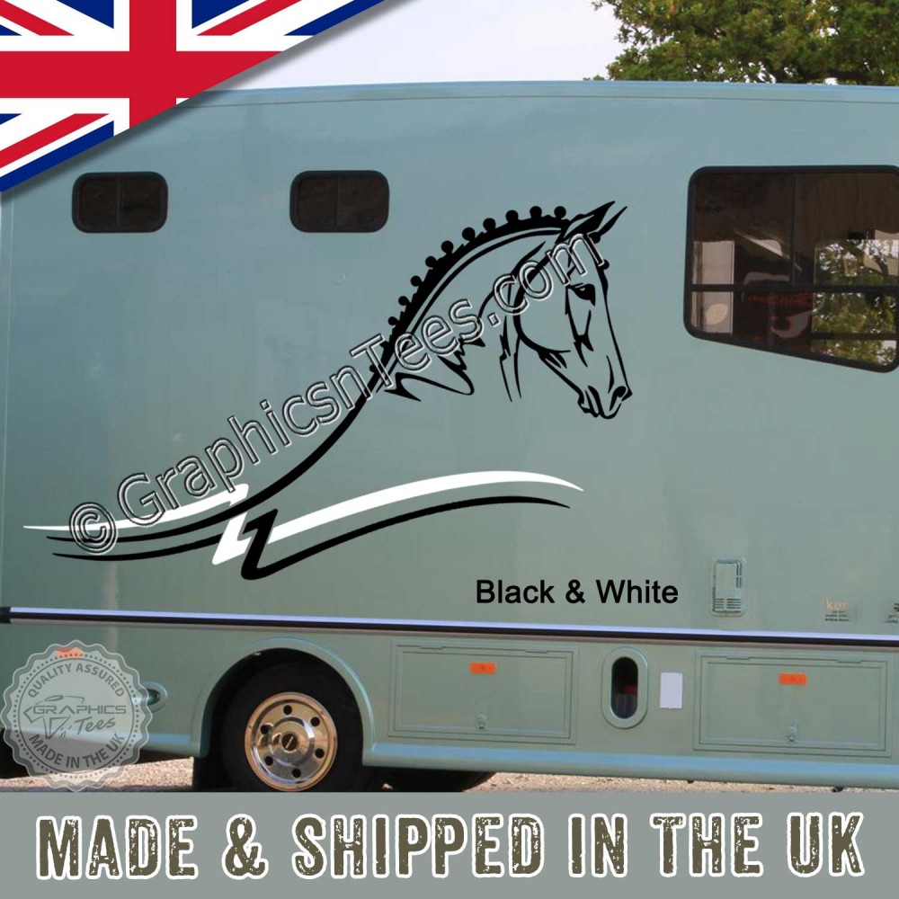 Personalised Horsebox Stickers Jumping Horse Trailer Vinyl Graphic Decals 