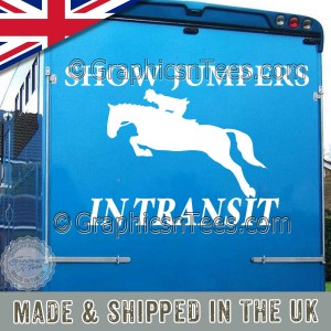 Show Jumpers In Transit Horse Box Stickers Horses Trailer Vinyl Graphic Decals 
