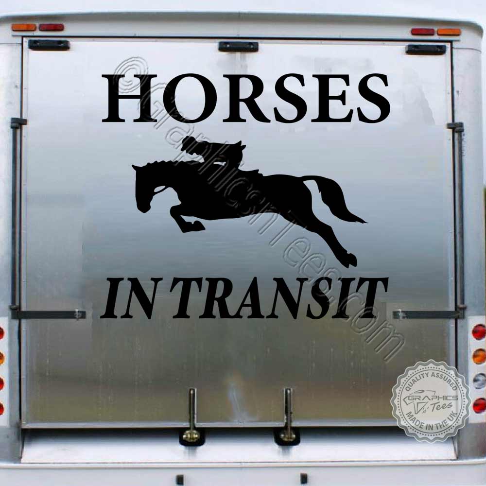 Personalised Horsebox Stickers Jumping Horse Trailer Vinyl Graphic Decals 
