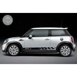 BMW Mini Cooper S Car Stickers, Different S Colour Side Stripe Chequered Car Vinyl Decals