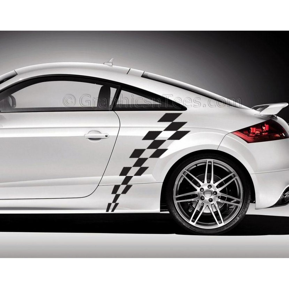 Audi TT Car Sticker, Check Checker Chequered Flag, Custom Side Stripe ...