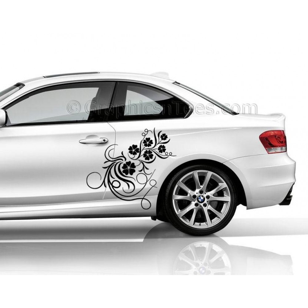 BMW 1 Series Car Sticker, Side Decal, Flower Car Sticker, Girly