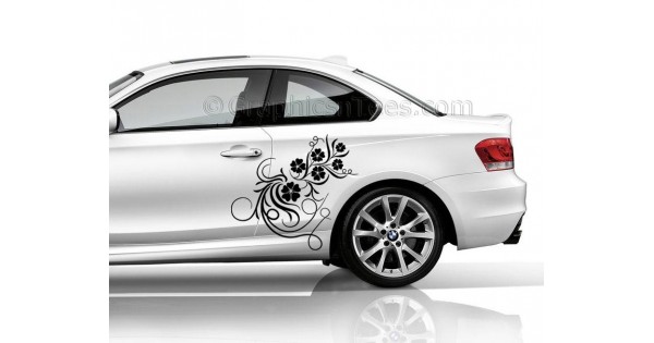 BMW 1 Series Car Sticker, Side Decal, Flower Car Sticker, Girly Car ...