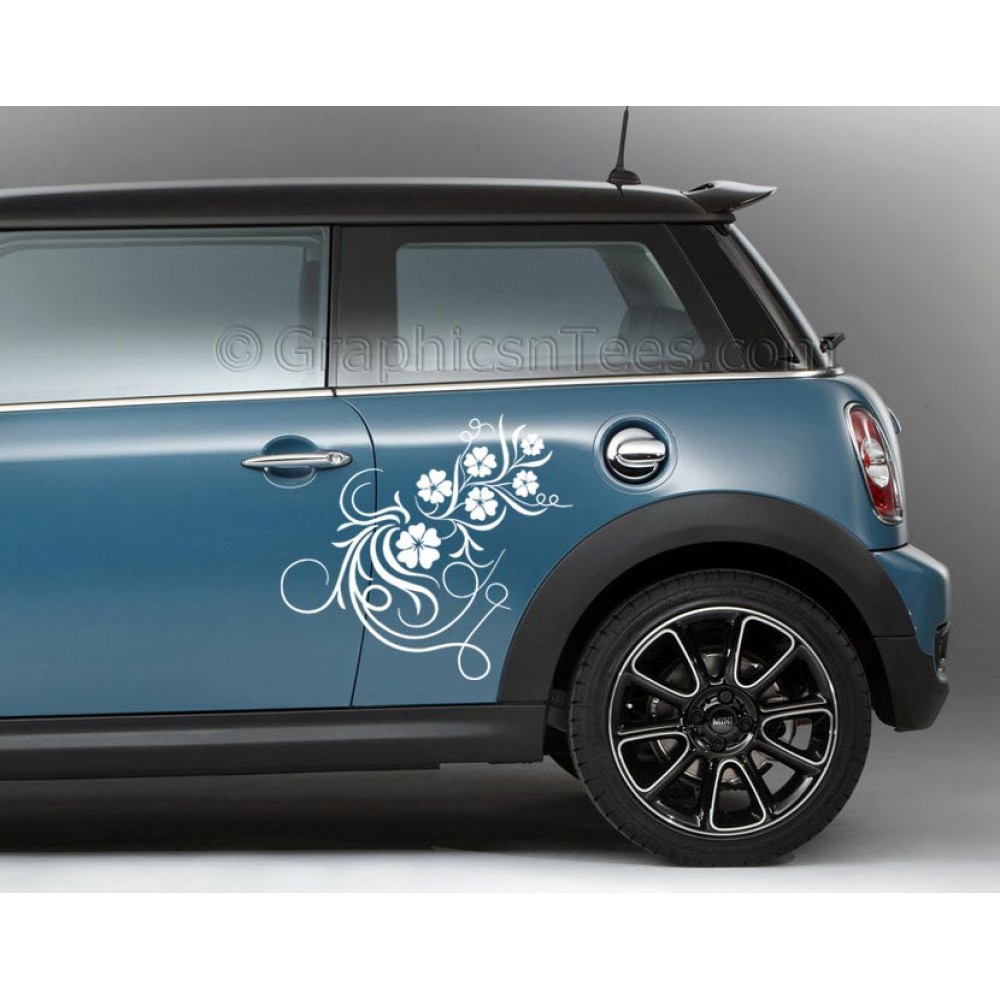  BMW Mini Car Sticker, Side Decal, Flower Car Sticker ...