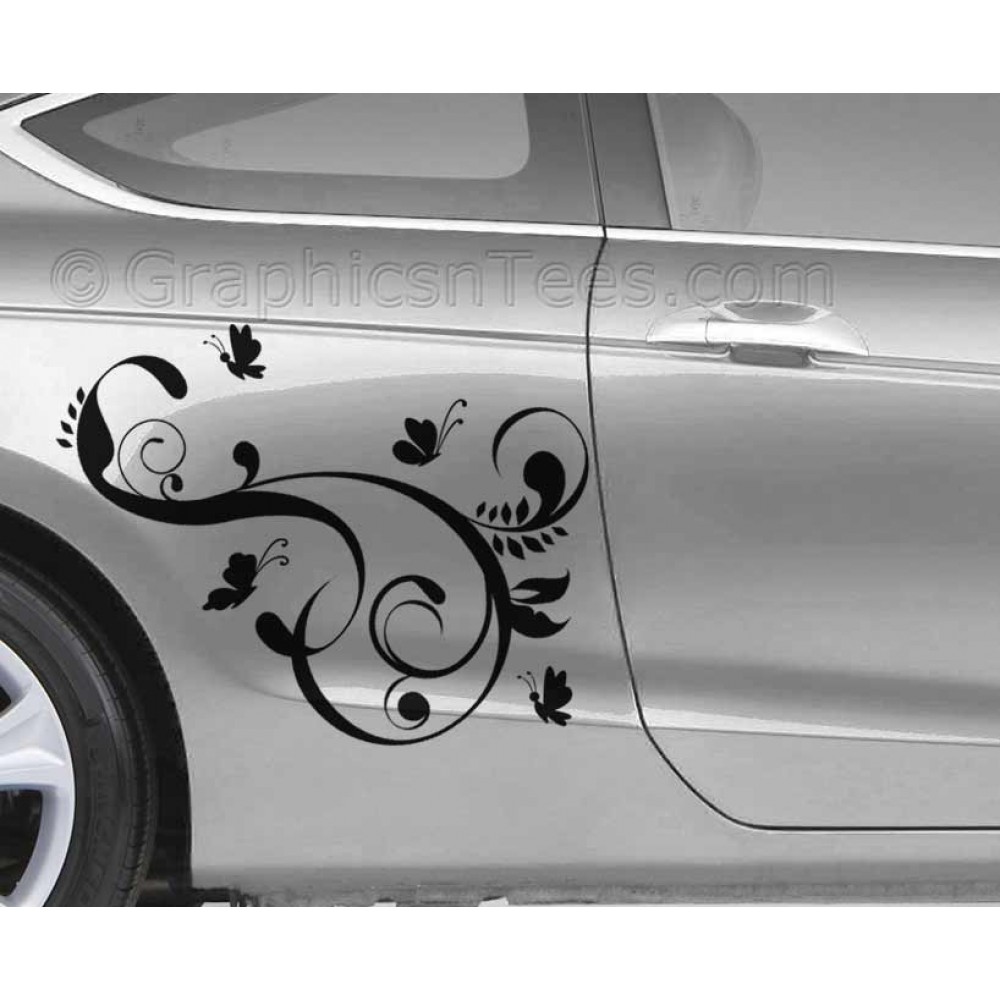 Girly Bumper Sticker Butterfly Sticker Car Wing Mirror Vinyl Graphic ...