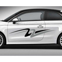 Custom Car Stickers, Vinyl Graphic Side Stripe Decals - Double Swoosh in 2 Colours