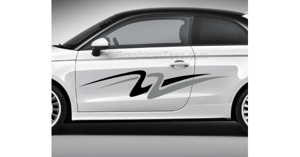 Custom Car Stickers Vinyl Graphic Side Stripe Decals Double Swoosh In Colours