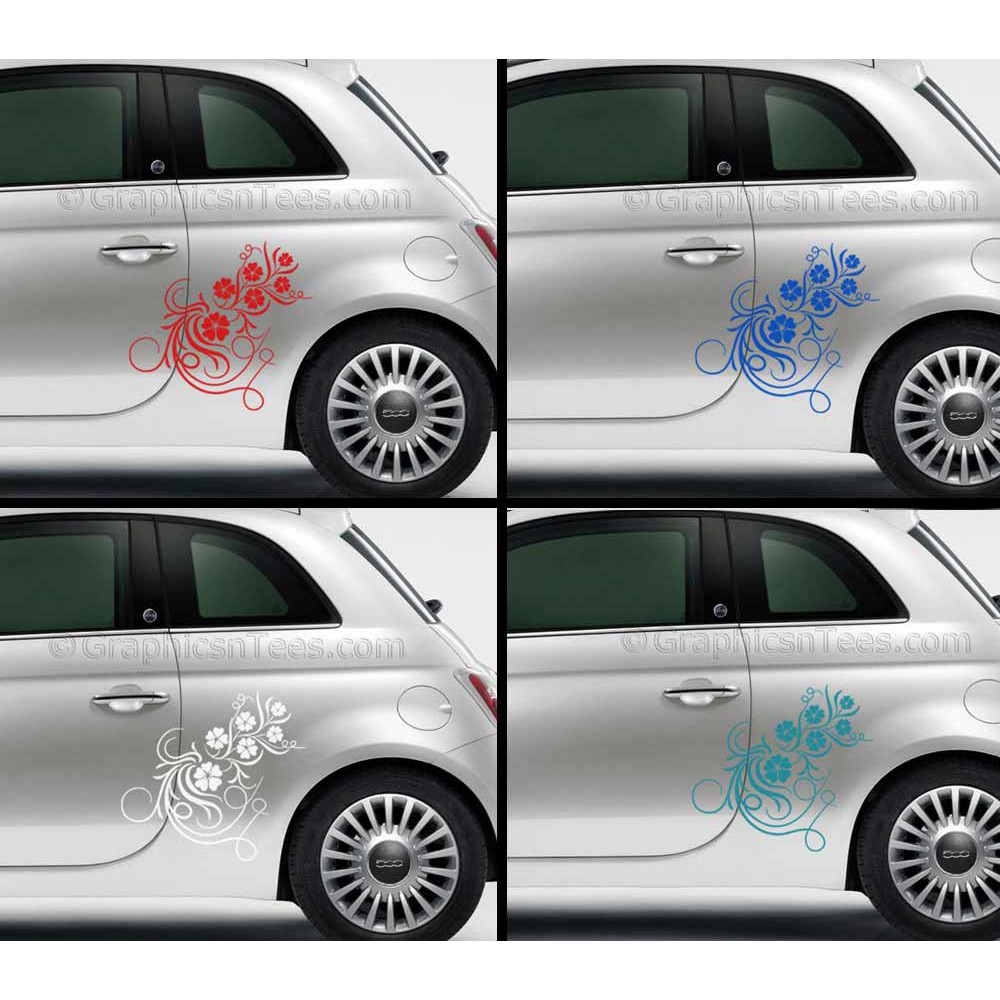for Fiat 5002007-present  L1277 2x Lowered car outline stickers