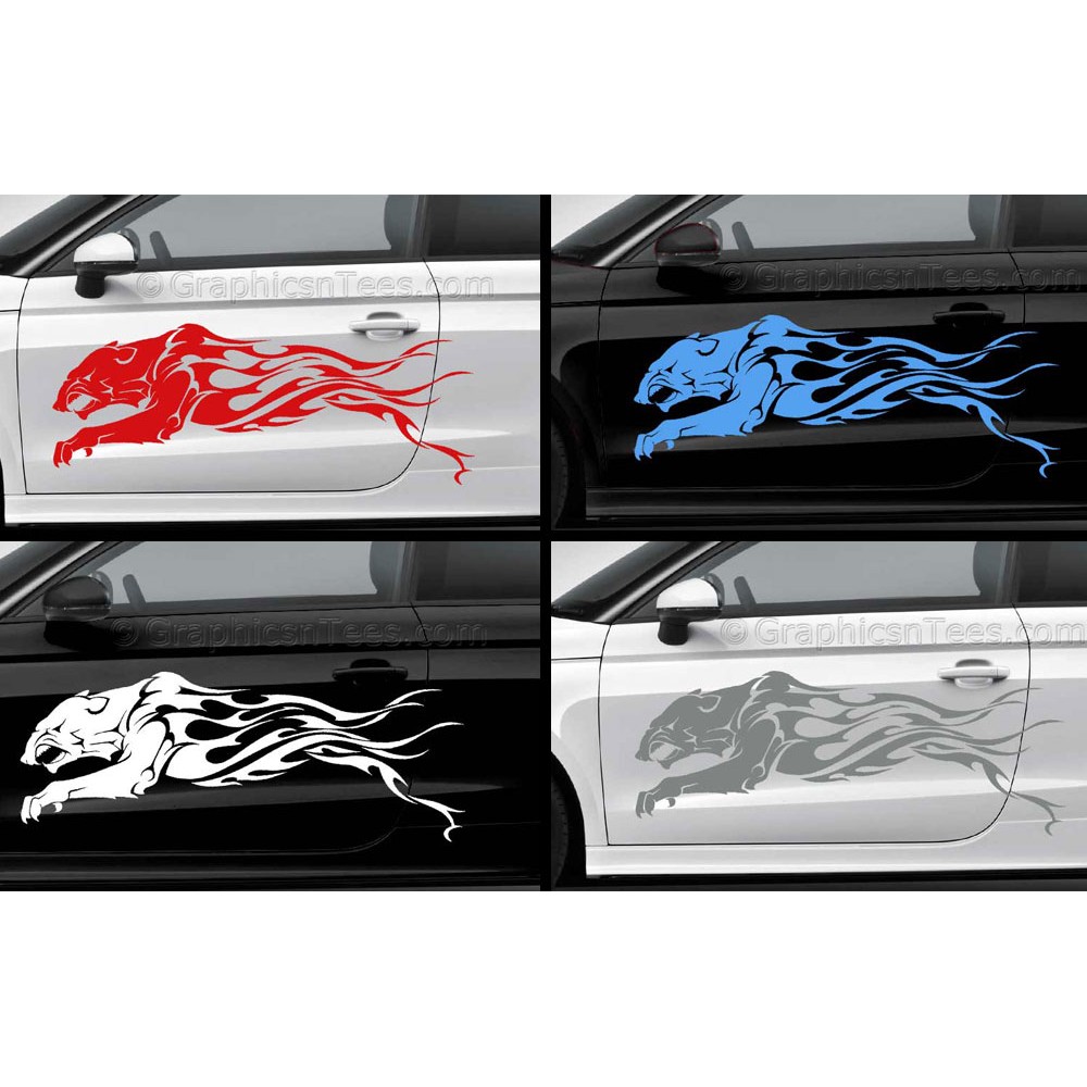 Tribal Cat Car Stickers Custom Vinyl Graphic Decals x 2