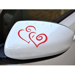 Heart  Wing Mirror, Bumper, Car Body Sticker x 2