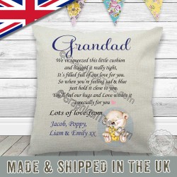 Personalised Grandad Hug Cushion We Squeezed This Little Pillow Quality Linen Textured Cream Cover Ideal Fathers Day Birthday Christmas Gift
