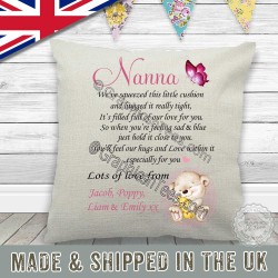 Personalised Nana Hug Cushion We Squeezed This Little Pillow Quality Linen Textured Cream Cover Ideal Mothers Day Birthday Christmas Gift