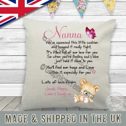 Personalised Nana Hug Cushion We Squeezed This Little Pillow Quality Linen Textured Cream Cover Ideal Mothers Day Birthday Christmas Gift
