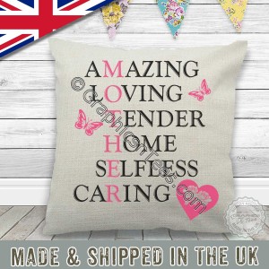 Amazing Mothers Day Cushion for Mum Birthday Gift Quality Linen Textured Pillow Cover with Zip Fastener
