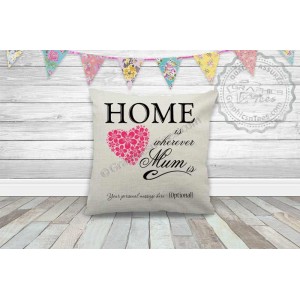 Home is Wherever Mum is, Personalised Quality Linen Textured Cushion
