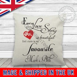 Every Love Story is Beautiful Personalised Cushion Wedding Anniversary Special Occasion  Gift Present with Names
