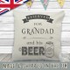 Reserved For Grandad and Beer Fun Quote Printed on Quality Linen Textured Cream Cushion Cover Ideal Gift